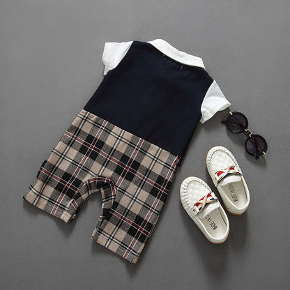 baby boy romper summer necktie infant 3D