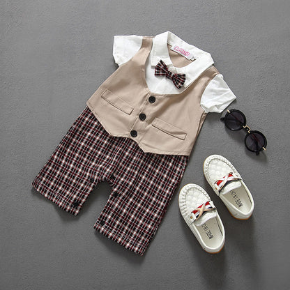 baby boy romper summer necktie infant 3D