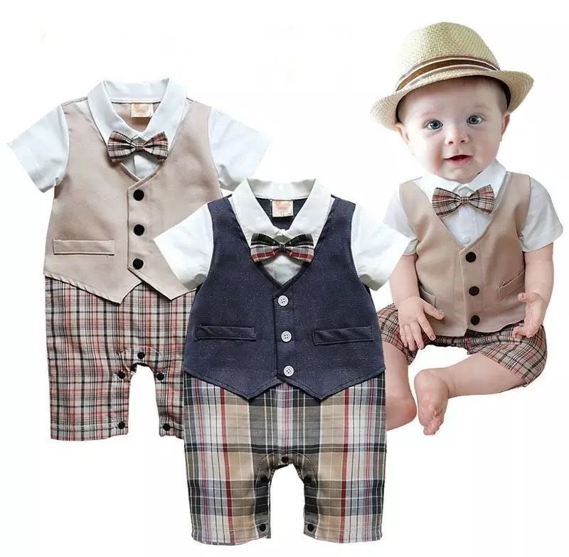 baby boy romper summer necktie infant 3D