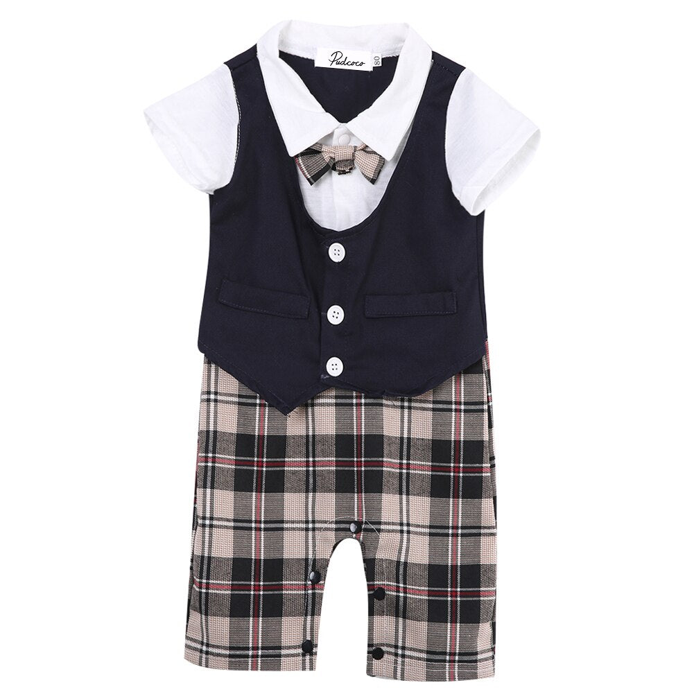 baby boy romper summer necktie infant 3D